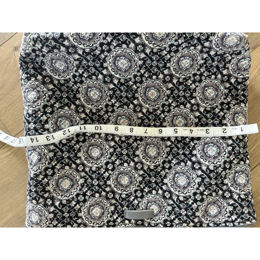 Vera Bradley Tote Bag W/ Double Straps Black & Gray With Floral - Picture 7 of 11